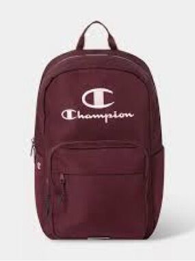 Champion Maroon Backpack with Light Pink Logo